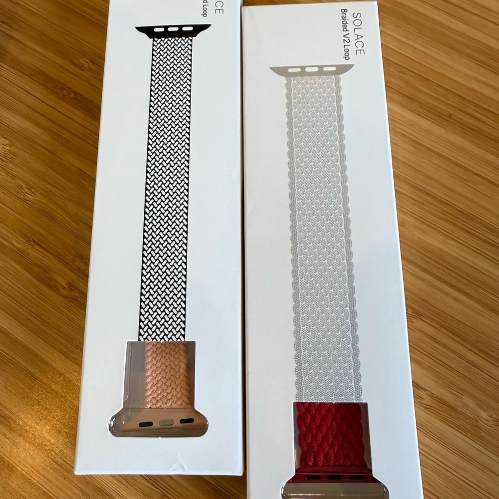 Solace Braided Watch Bands in Red and Tan
